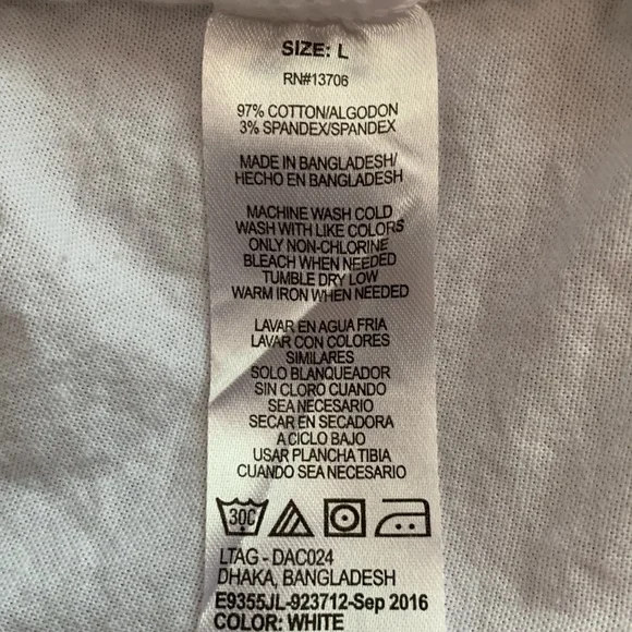 Lee Uniforms button up, long sleeve white shirt.  Size L. Chest approx 18 inches - Picture 5 of 7